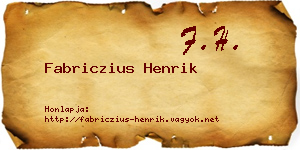Fabriczius Henrik névjegykártya